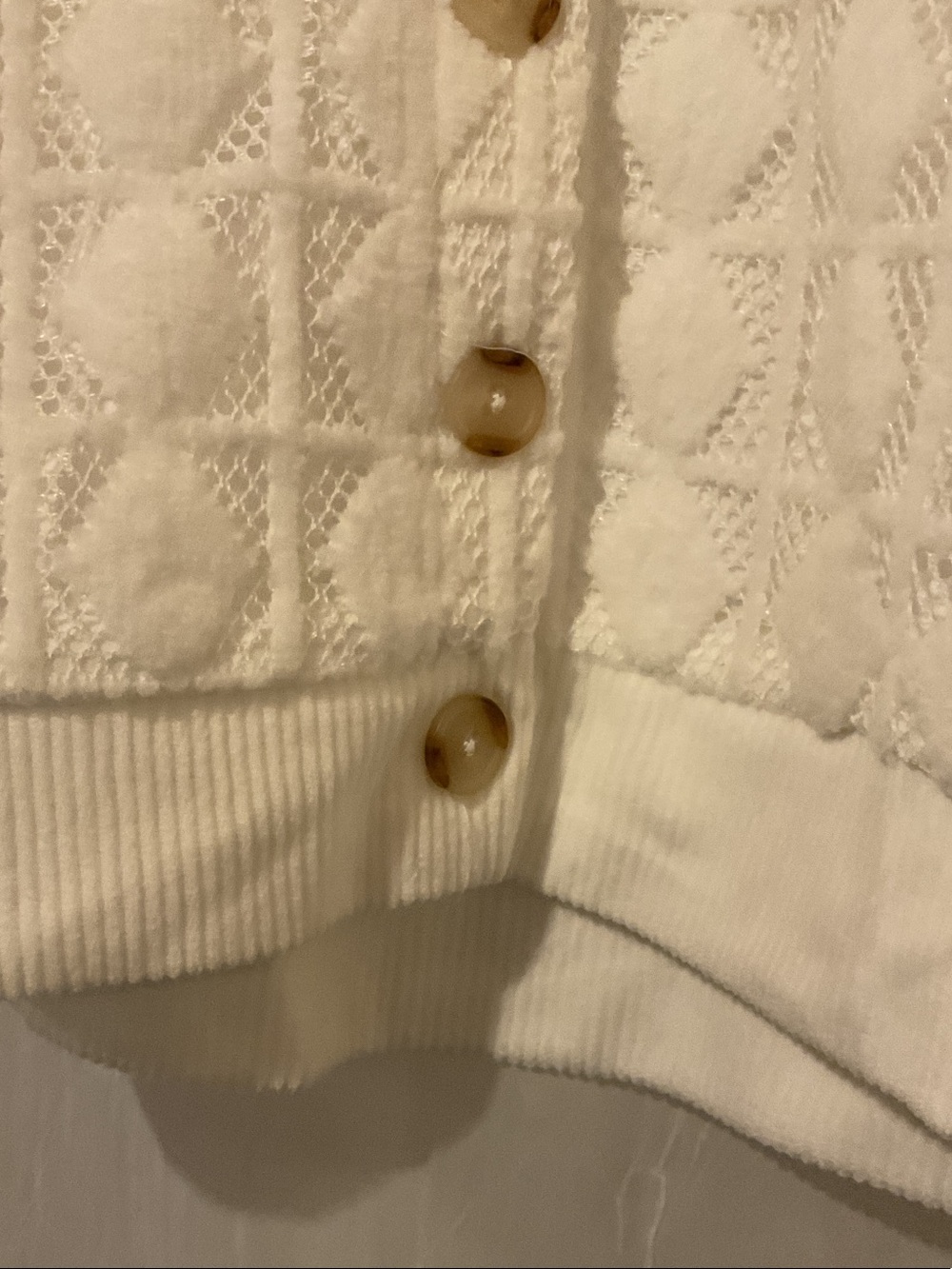 Indigo Rd. Cream Button-Front Textured Knit Lace Ribbed Cardigan PXL - Picture 4 of 12